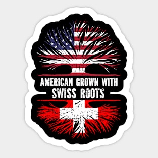 American Grown with Swiss Roots USA Flag Sticker